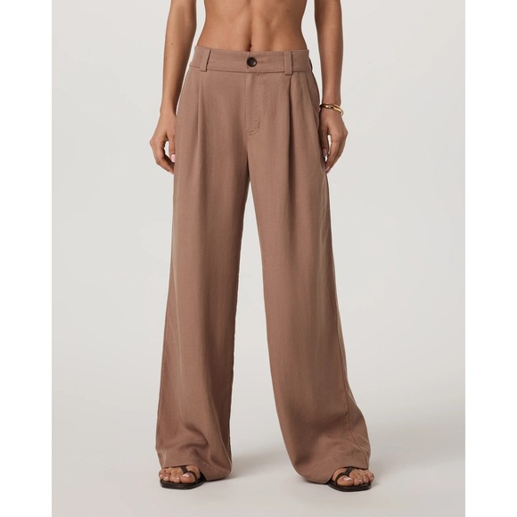 NEW NWT Vuori Trestles Twill Wide Leg Pant Women Nutmeg Brown Casual Trousers XL - Picture 1 of 6